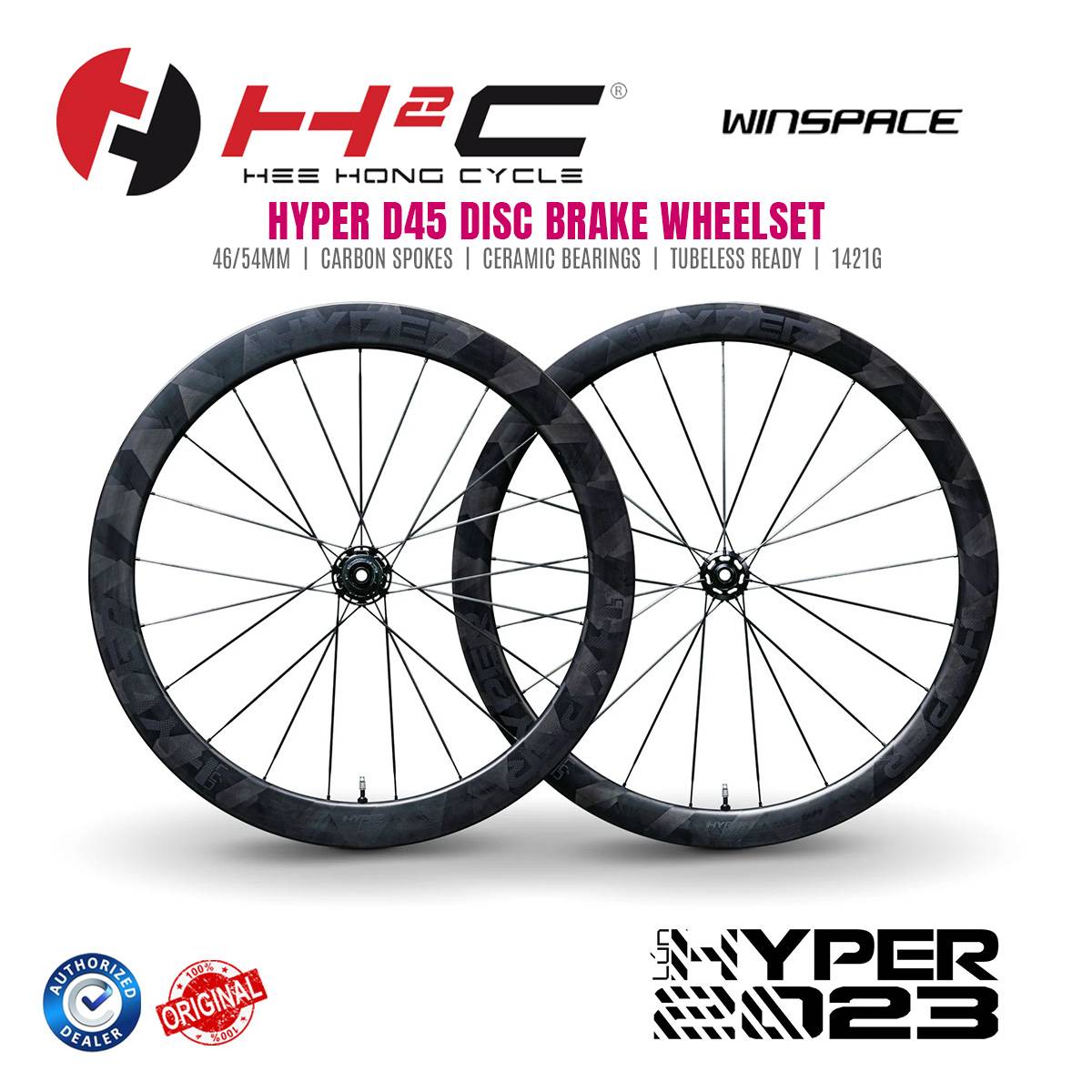 Winspace Lún HYPER D45 Carbon Ceramic Wheelset Disc Brake