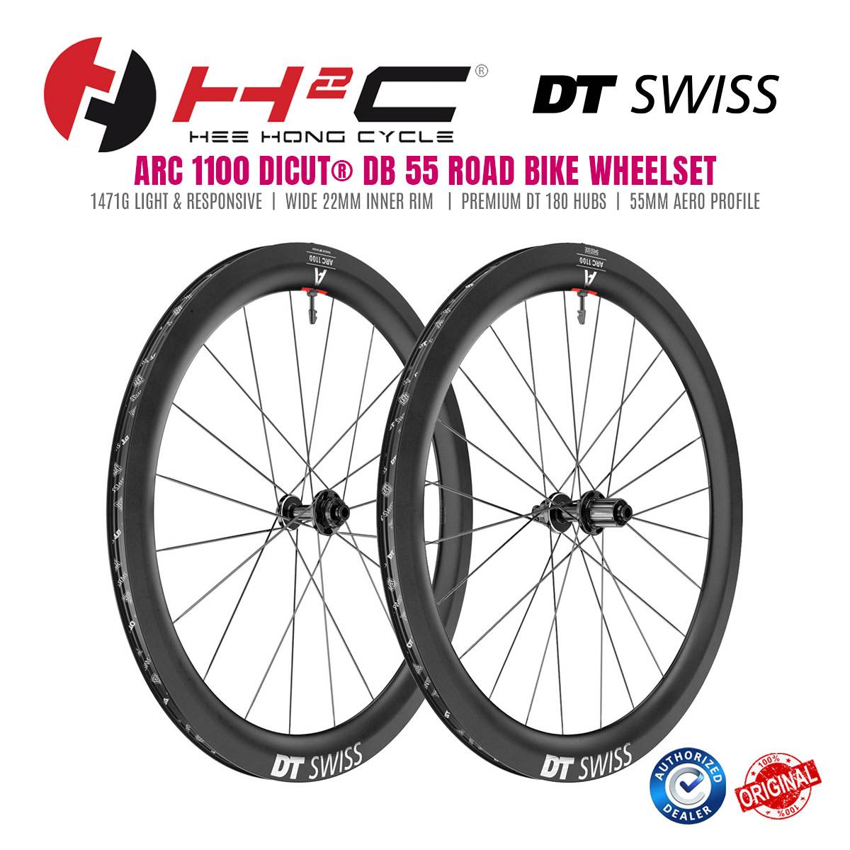 DT Swiss ARC 1100 DICUT 55 Road Bike Wheelset