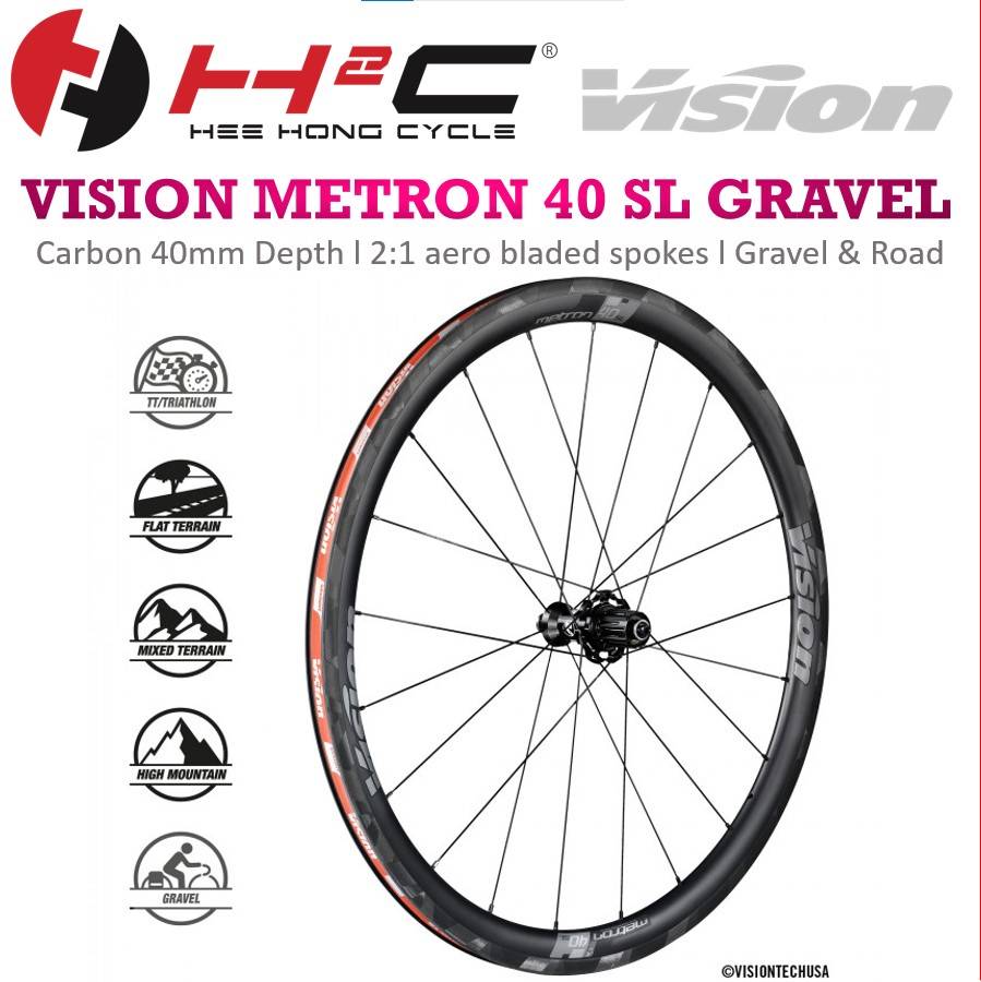 Vision Metron 40 & 55 SL Rim Brake Carbon Road Wheelset Shimano & XDR