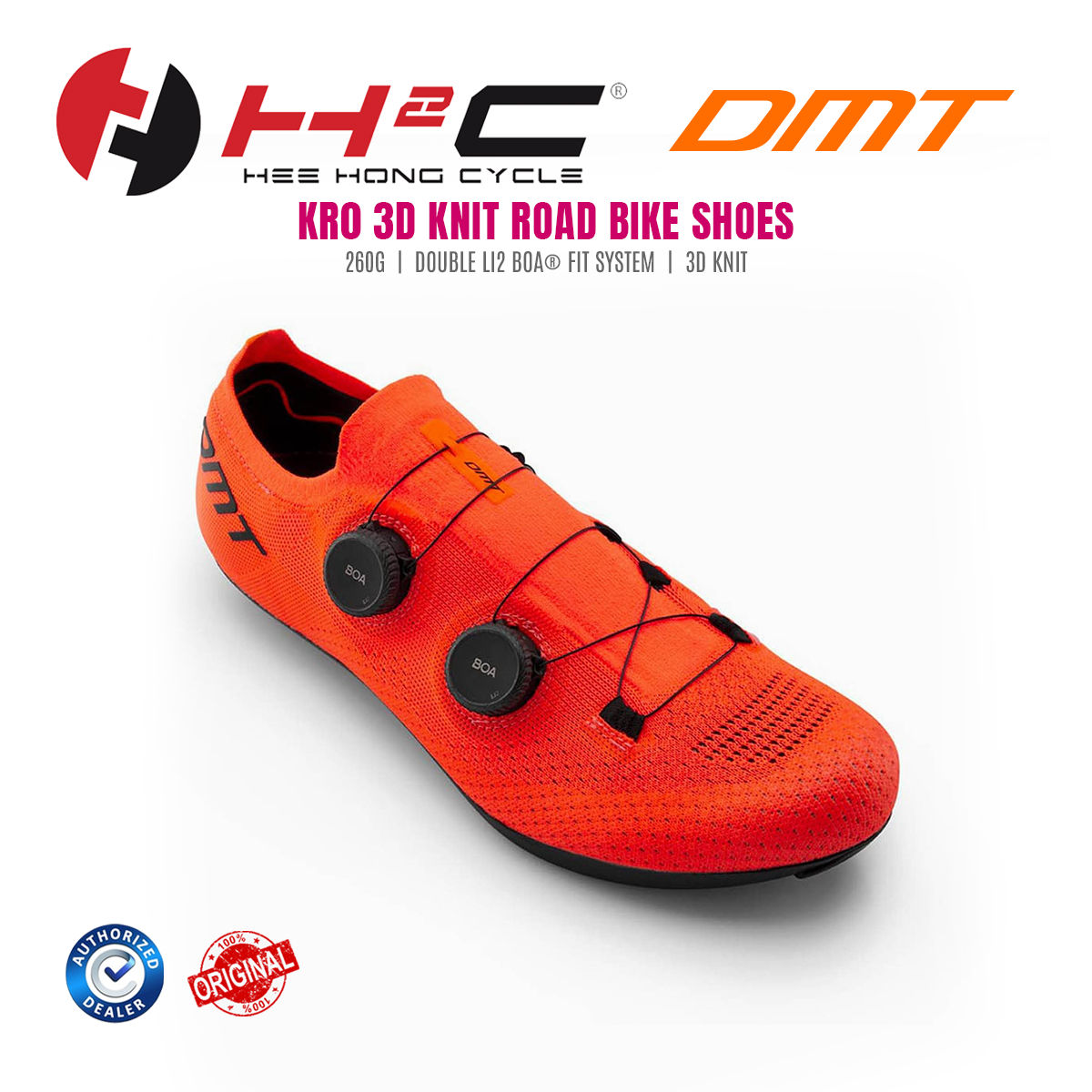 DMT KR0 3D Knit Road Bike Clip Shoes BOA Fit System Li2