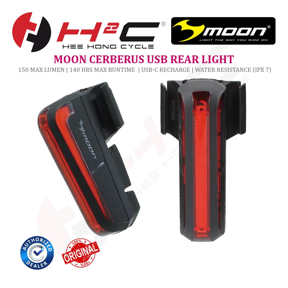 Luce Posteriore Per Bici USB Cerberus MAX – 150 Lumen, Ricaricabile, Design Aerodinamico – Colore Rosso
